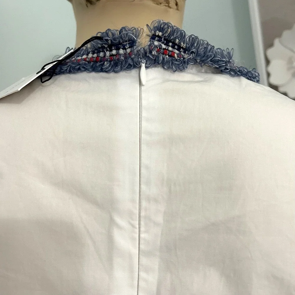 Few Moda White Ruffle Sleeve Boho Top‎ Cotton Blouse Small New - Picture 8 of 10